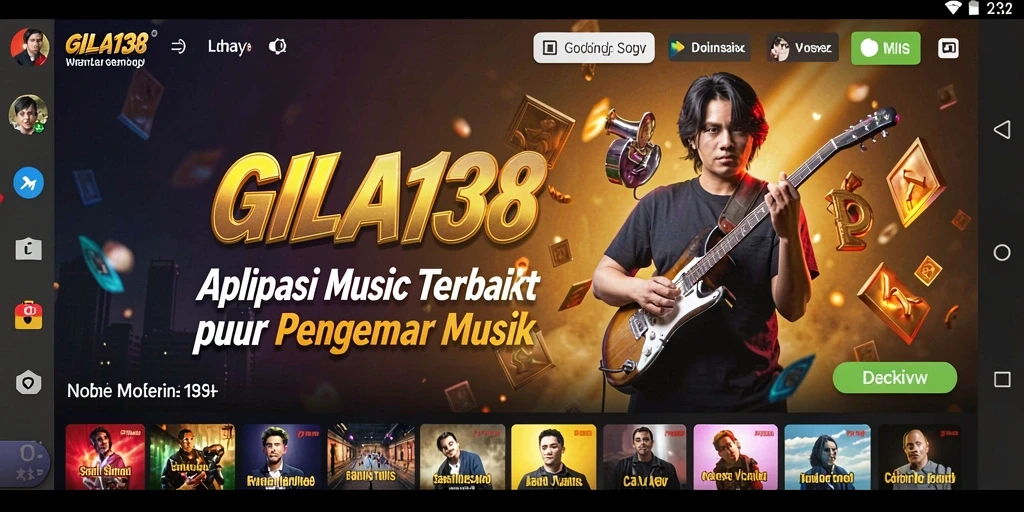 Tampilan utama GILA138 dengan koleksi lagu Musik yang beragam.