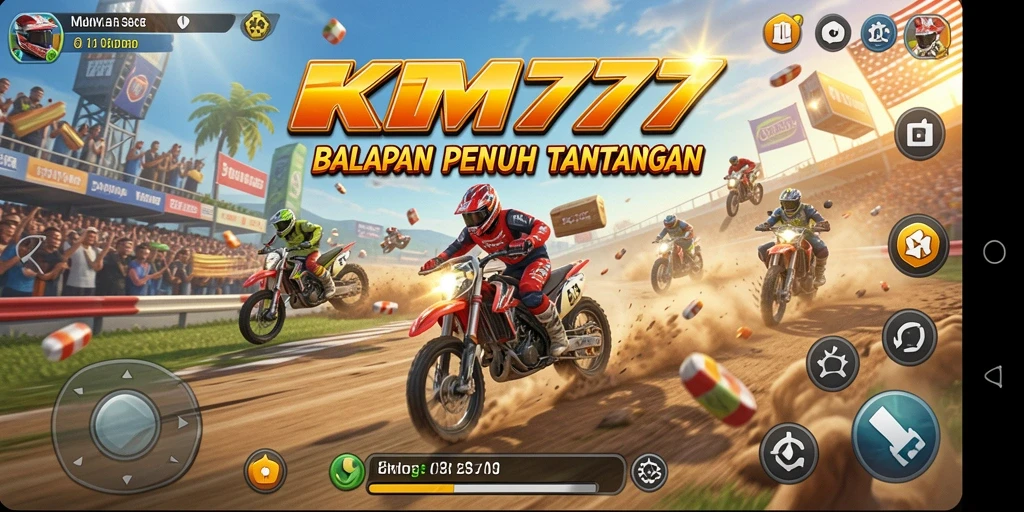 Tampilan gameplay balapan yang seru dan penuh aksi.