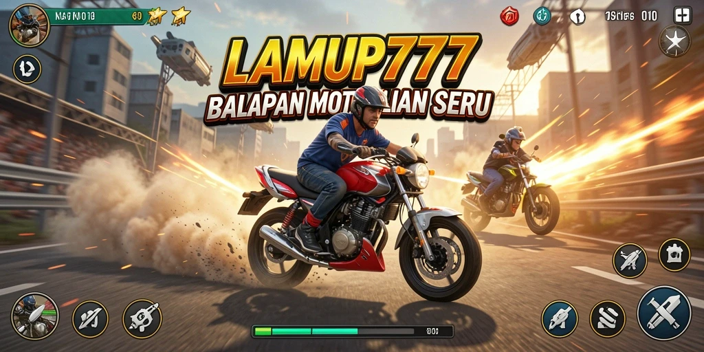 Tampilan gameplay seru dari LAMPU777 dengan balapan motor.
