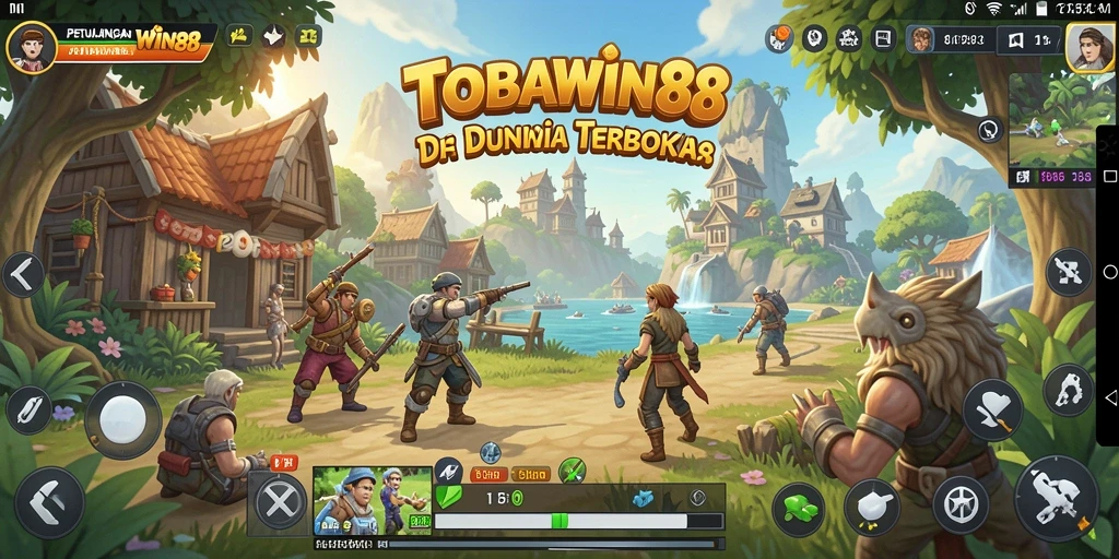 Screenshot gameplay TOBAWIN88 dengan pemandangan yang indah.